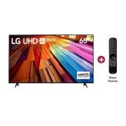 Vista frontal TV LG UHD AI 65", incluye Magic Remote