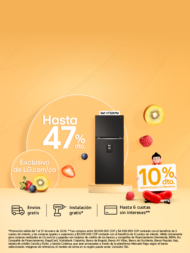 banner promocional electrodomésticos hasta 47% de descuento LG