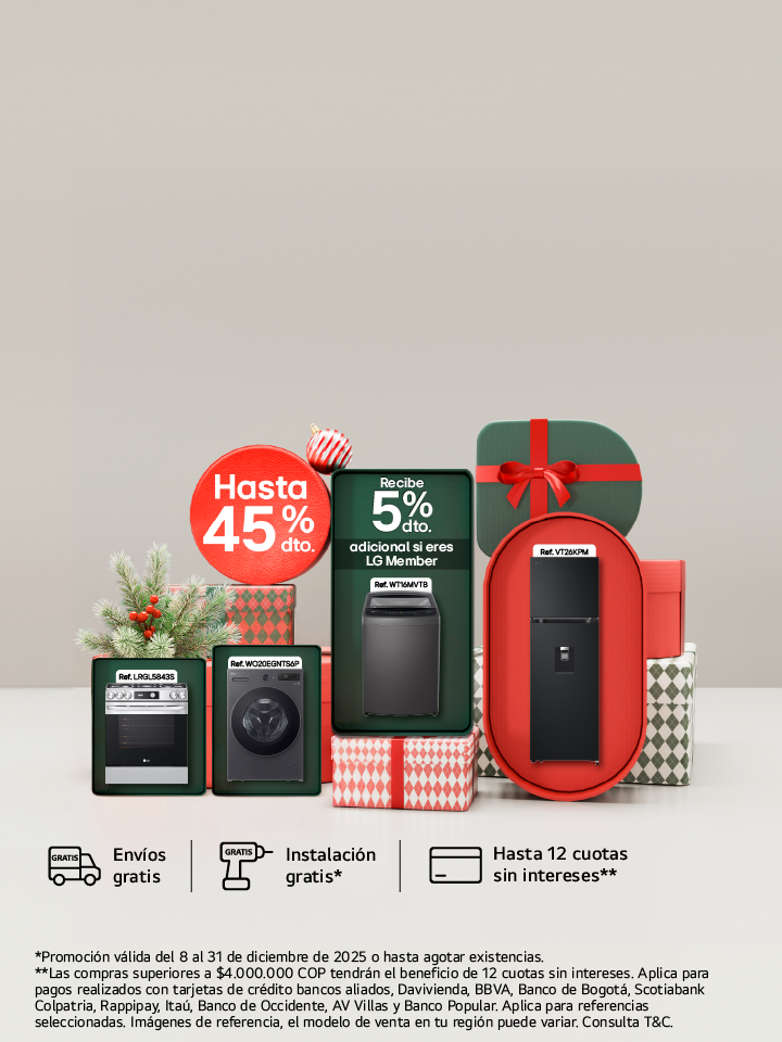 banner promocional Electrodomésticos LG Navidad 45% de descuento