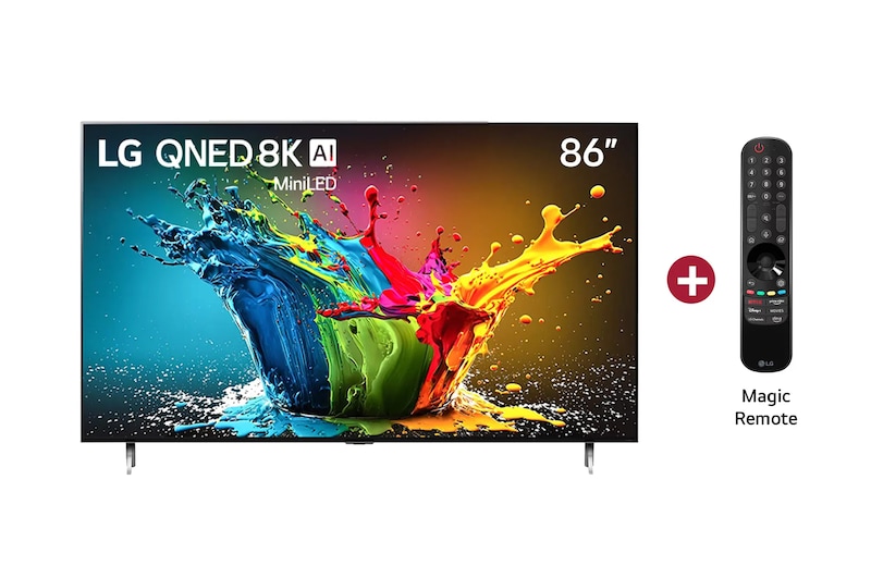 Vista frontal del televisor LG QNED, QNED99