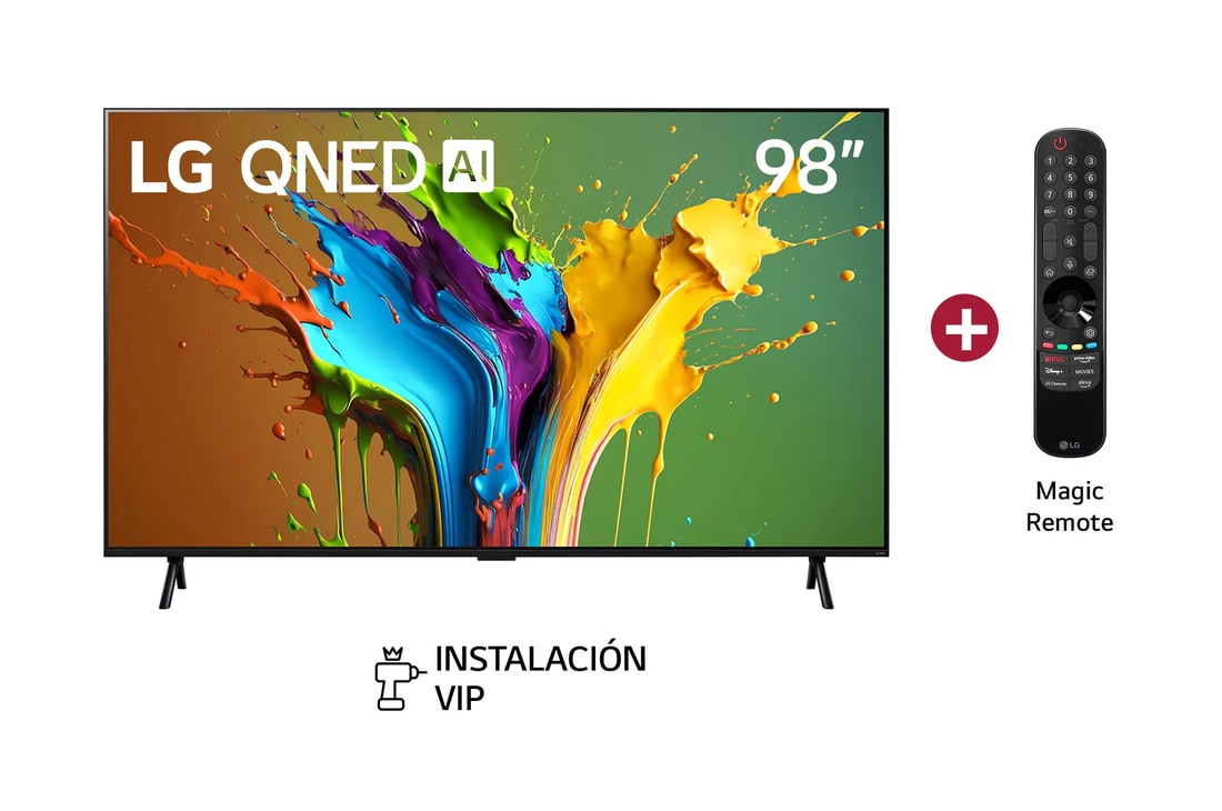 Vista frontal del televisor LG QNED, QNED89