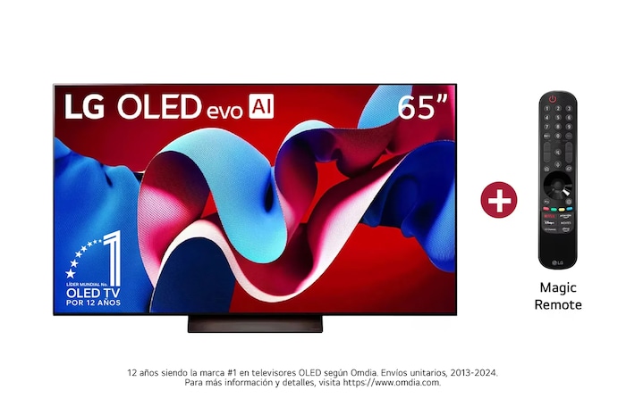 Vista frontal TV OLED LG con Magic Remote