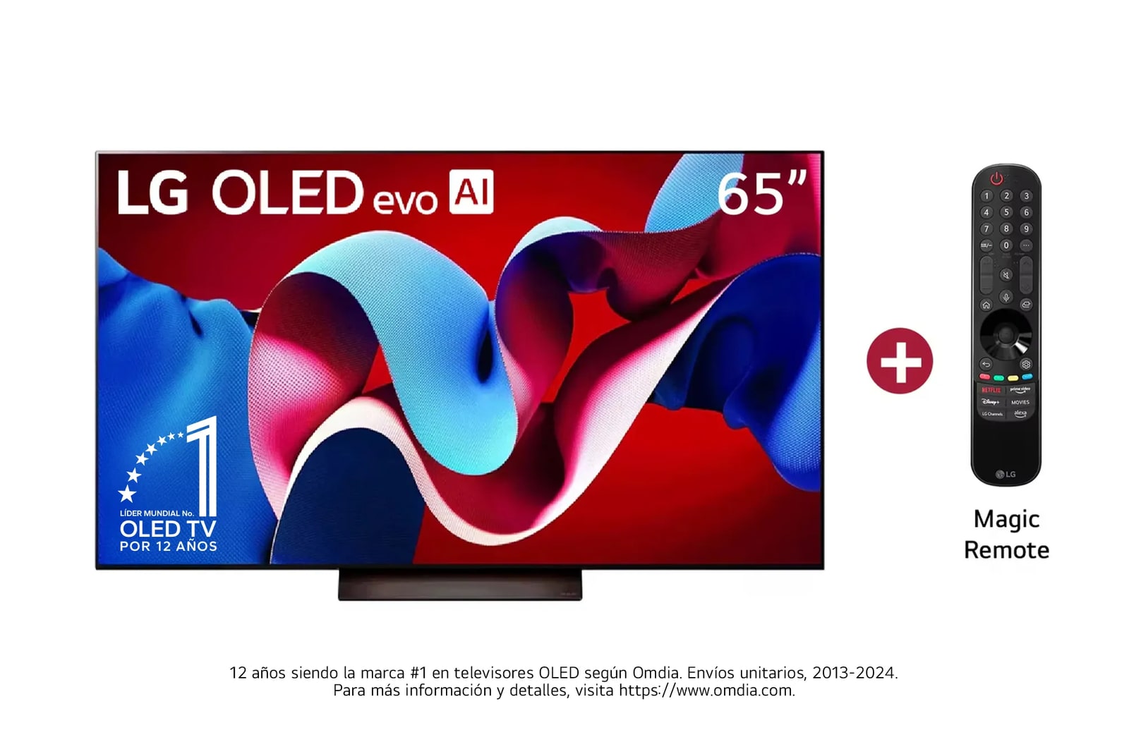 Vista frontal TV OLED LG con Magic Remote