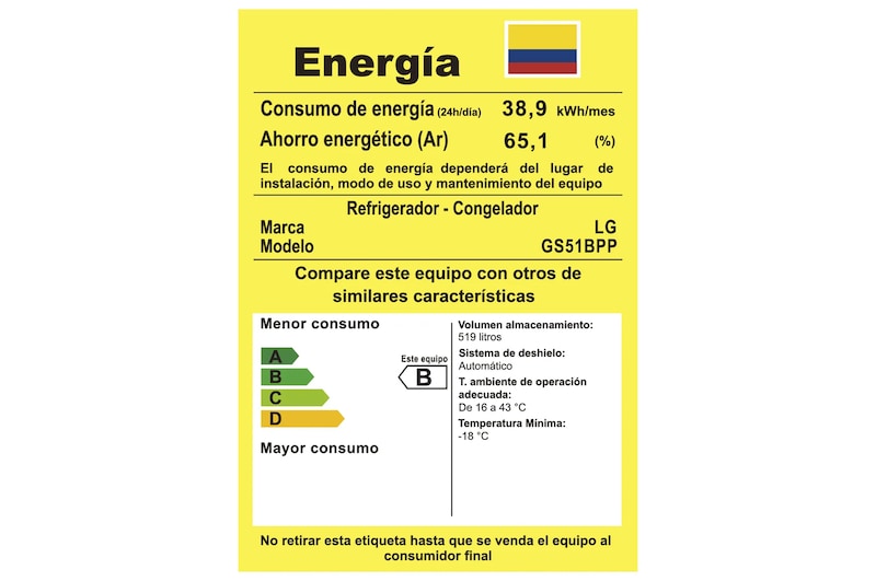 Consumo energetico Nevecón LG GS51BPP
