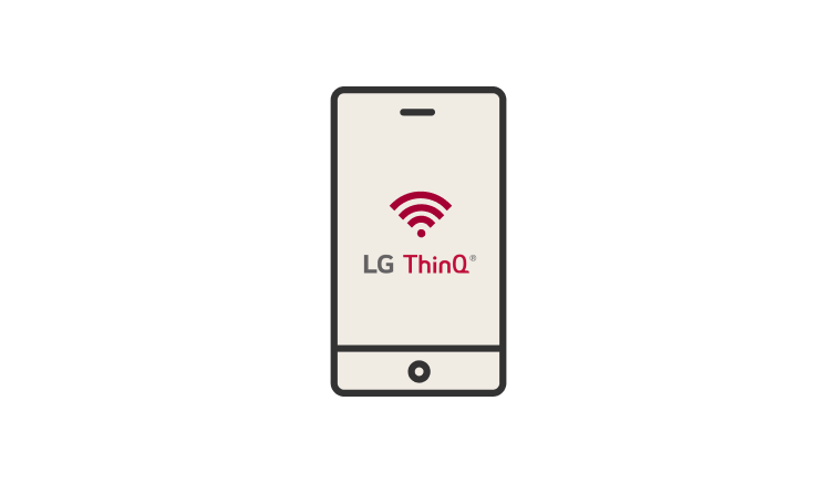 Ícono para el control Wi-Fi de la unidad interior LG con ThinQ, representado por un teléfono inteligente con un símbolo de Wi-Fi para la gestión remota.