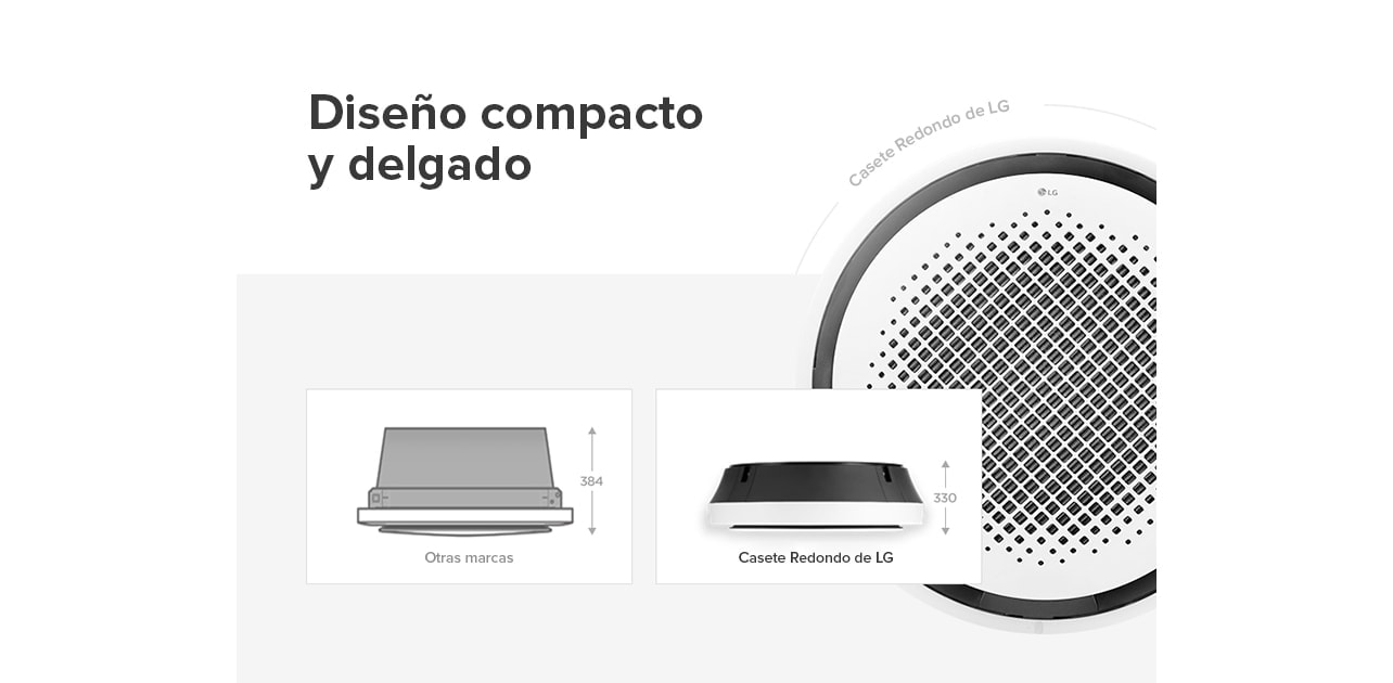 El diseño compacto de LG Casete Redondo ofrece ventajas cuando la estética es crucial para un espacio