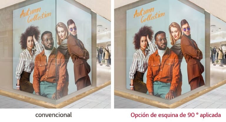 Instalación en esquina de 90 ° disponible