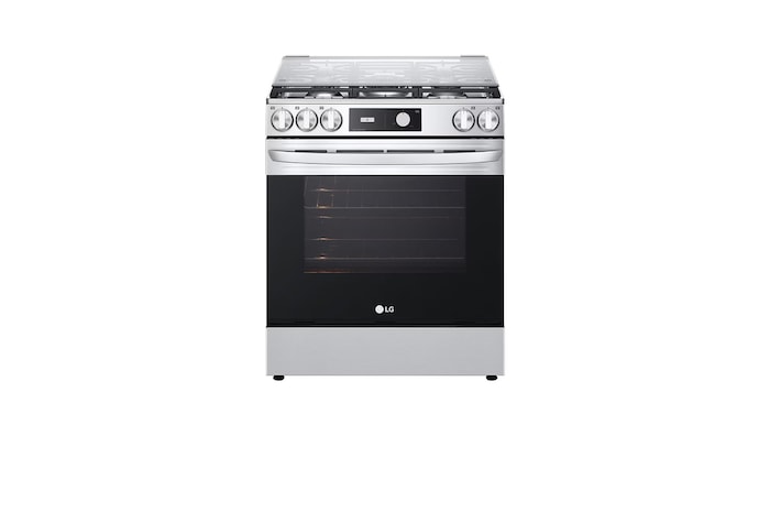 Vista frontal de Estufa LG 146 lts Easy Clean Horno de gran capacidad Gris Acero, LRGL5843S