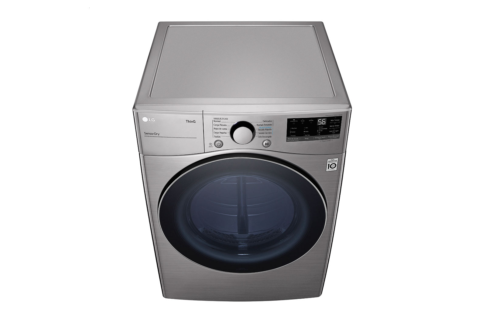 LG Secadora Carga Frontal - DF22VV2R-22kg/48lbs -Color Acero Inox -ThinQ, DF22VV2R