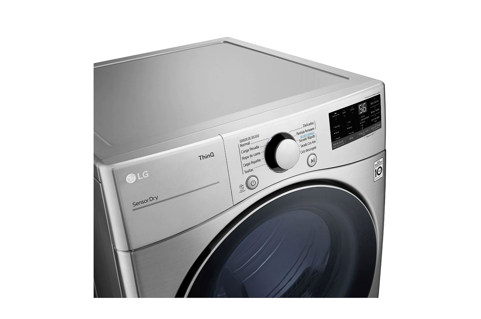 LG Secadora Carga Frontal - DF22VV2R-22kg/48lbs -Color Acero Inox -ThinQ, DF22VV2R