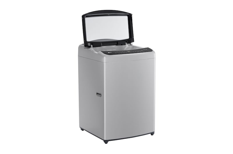 Lavadora LG WT19DV6, derecha con puerta abierta.