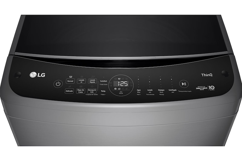 Lavadora LG WT21VV6 vista frontal del panel de control.
