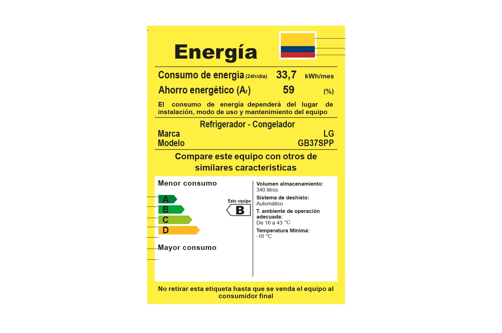 LG Nevera Tipo Europeo - 340 lts - GB37SPP - Color Plata, GB37SPP