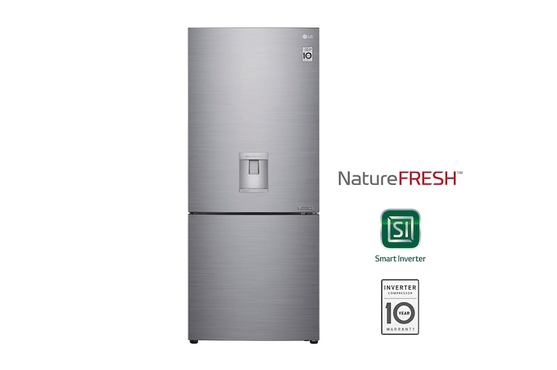 LG Nevera LG Congelador Inferior 420L Plata Disp. agua , GB41WPP