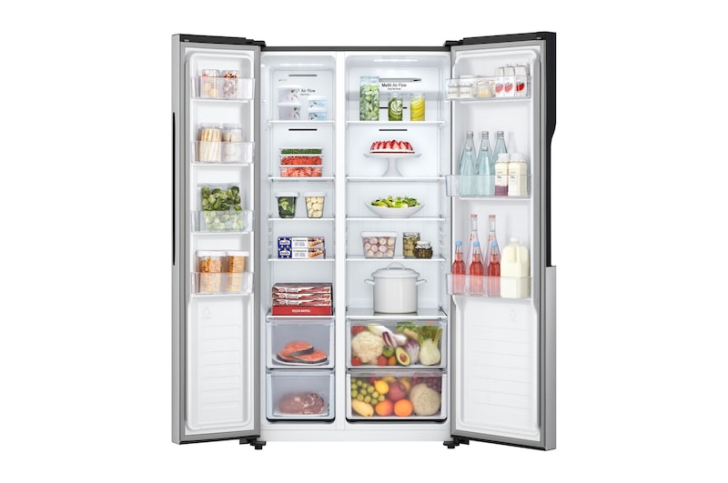 Vista frontal con puertas abiertas Nevecon LG Side By Side LG GS51BPP