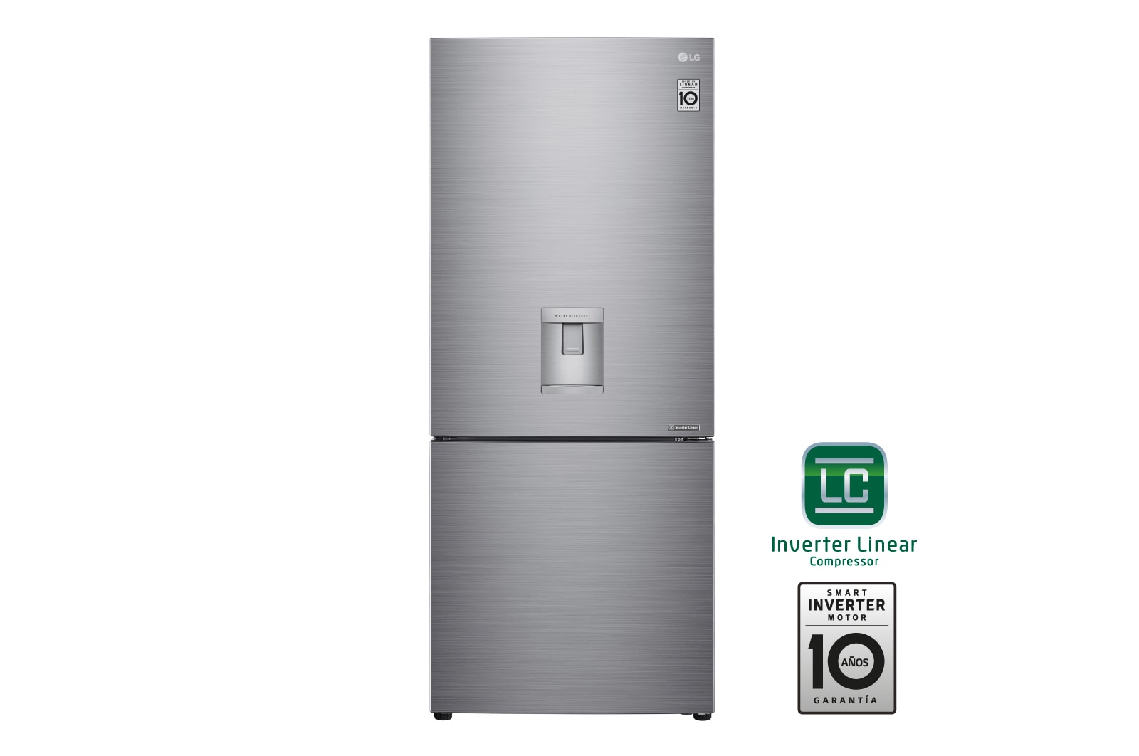 LG Nevera LG Bottom Freezer, 454lts, Tecnología NatureFRESH, Acabado Platinum Silver, LB41WPP