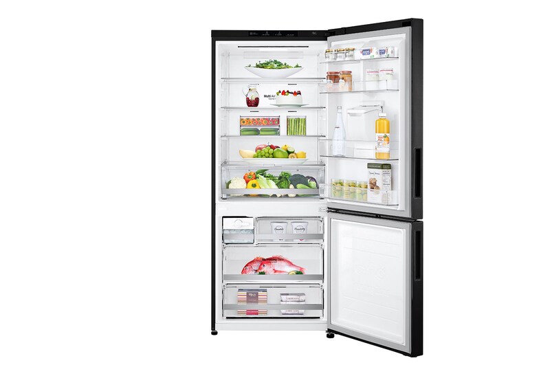 LG Nevera LG Bottom Freezer, 454lts, Tecnología NatureFRESH, Acabado Matte Black Steel, LB41WPT