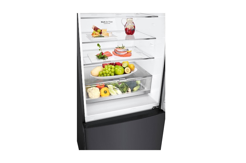 LG Nevera LG Bottom Freezer, 454lts, Tecnología NatureFRESH, Acabado Matte Black Steel, LB41WPT