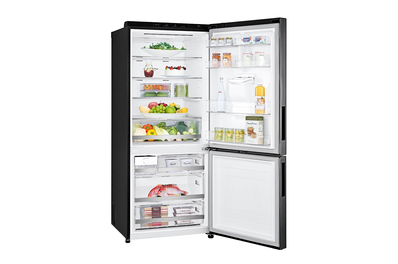 LG Nevera LG Bottom Freezer, 454lts, Tecnología NatureFRESH, Acabado Matte Black Steel, LB41WPT