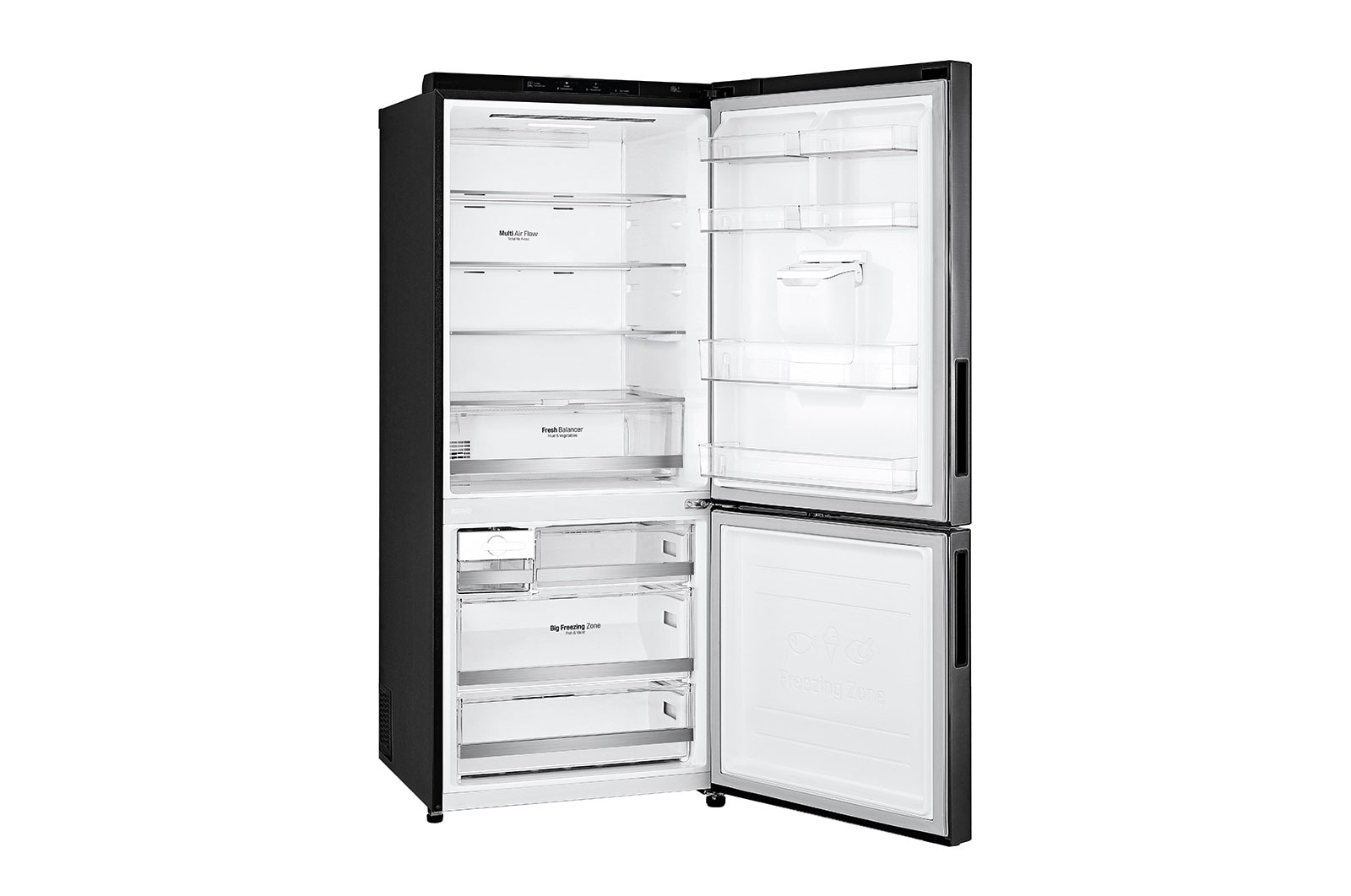 LG Nevera LG Bottom Freezer, 454lts, Tecnología NatureFRESH, Acabado Matte Black Steel, LB41WPT