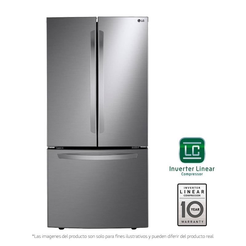 LG Nevecón French Door, Tecnología Door Cooling™, capacidad 716 LTS, acabado Platinum Silver, Inverter Lineal Compressor, LM65BGSK