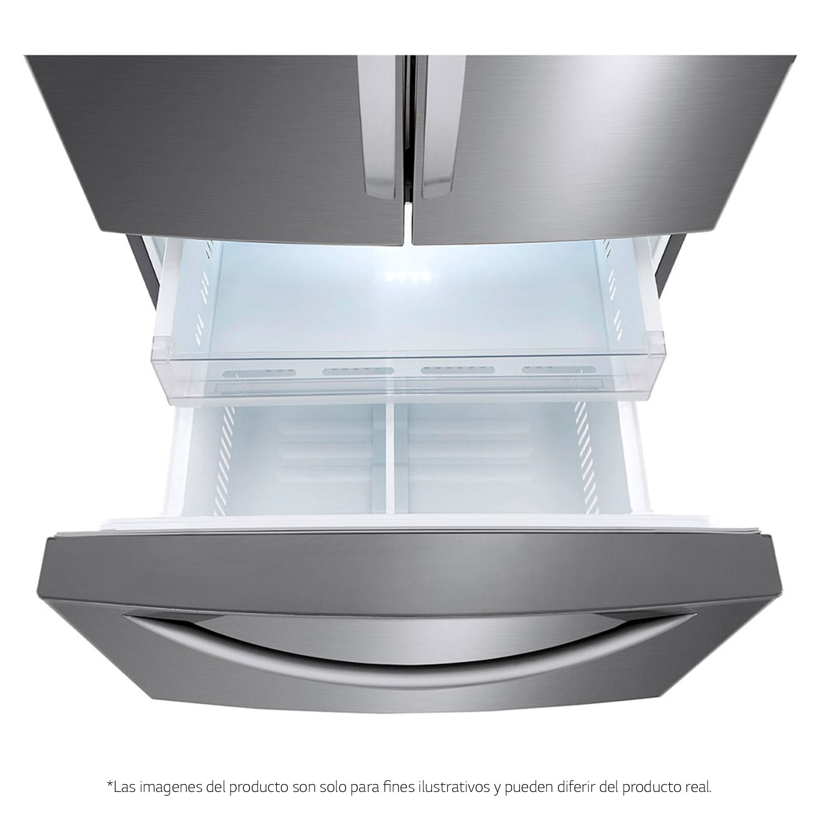 LG Nevecón French Door, Tecnología Door Cooling™, capacidad 716 LTS, acabado Platinum Silver, Inverter Lineal Compressor, LM65BGSK