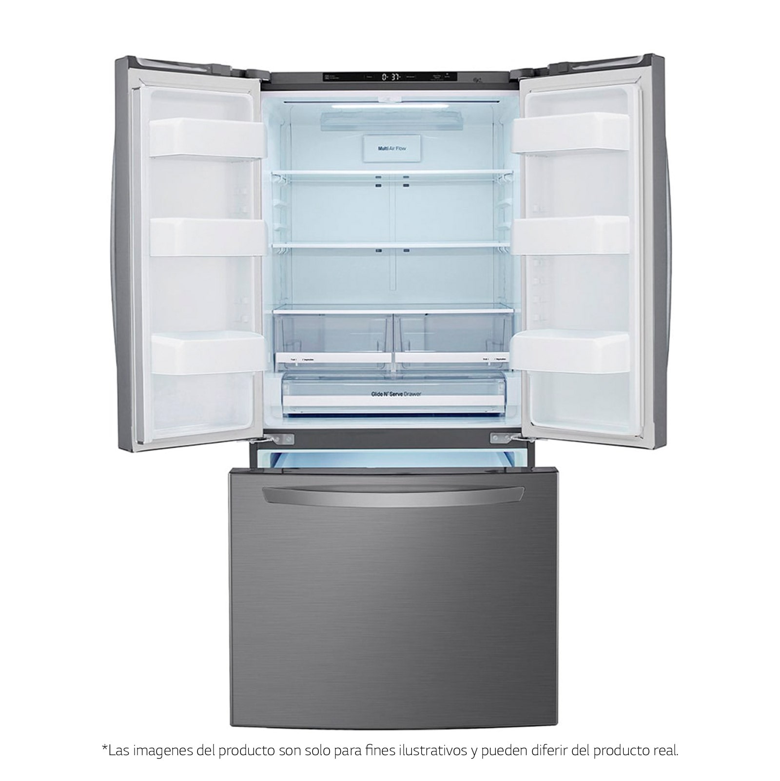 LG Nevecón French Door, Tecnología Door Cooling™, capacidad 716 LTS, acabado Platinum Silver, Inverter Lineal Compressor, LM65BGSK