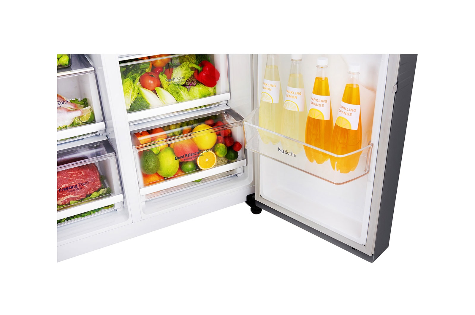 LG Nevecon Door-in-Door®, Side by Side, capacidad 668 LTS, acabado Platimun Silver, Inverter Linear Compresor, LS65SDP1