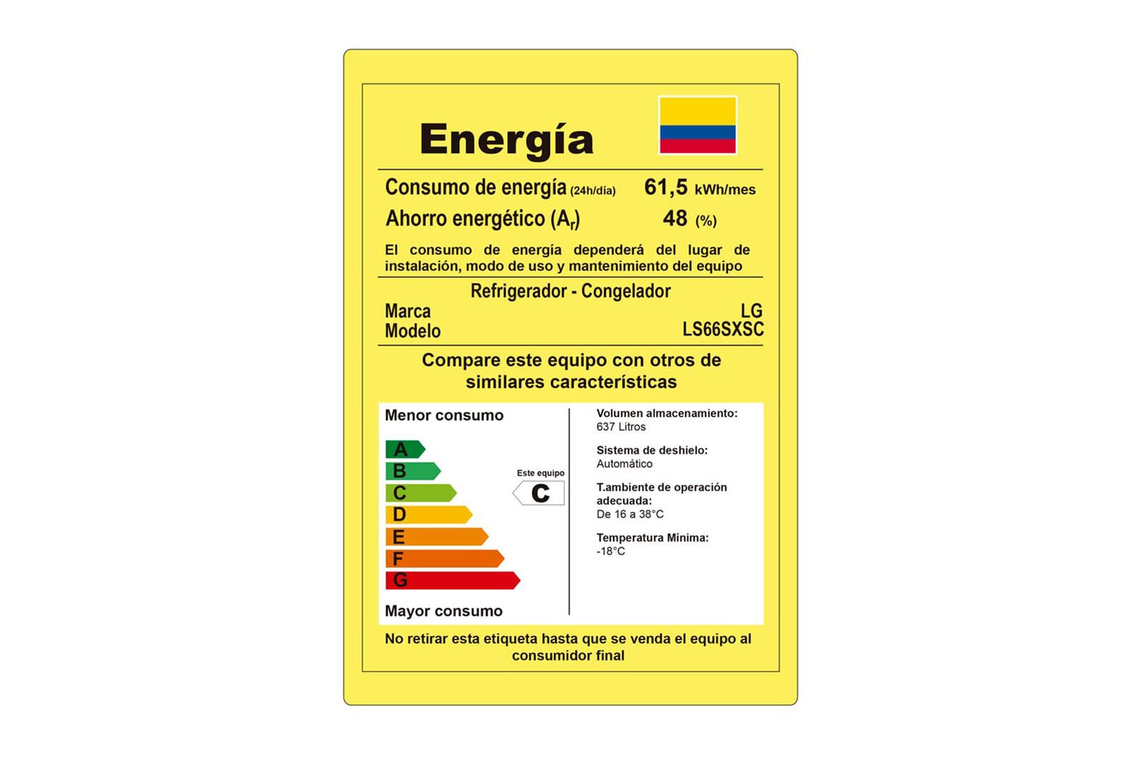 Consumo energético Nevecón LG LS66SXSC