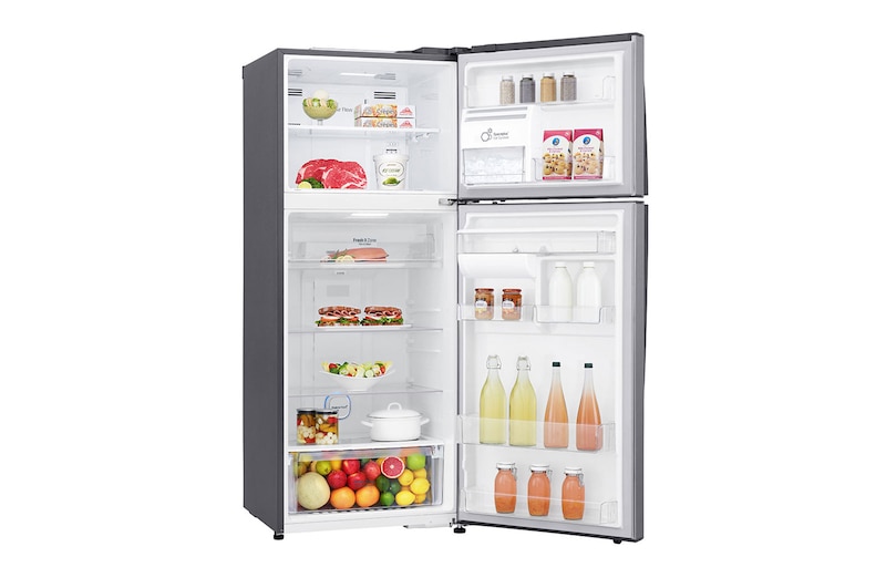 LG Nevera Top Freezer, fabricador de hielo, Tecnología Door Cooling™, capacidad 471 LTS, acabado Platinum Silver, Filtro Hygiene Fresh+®, Inverter Lineal Compressor, LT44AGP