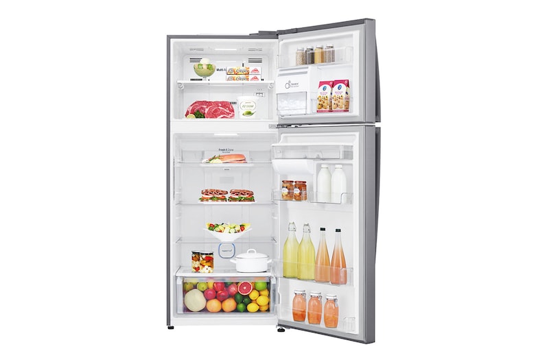 LG Nevera Top Freezer, fabricador de hielo, Tecnología Door Cooling™, capacidad 471 LTS, acabado Platinum Silver, Filtro Hygiene Fresh+®, Inverter Lineal Compressor, LT44AGP