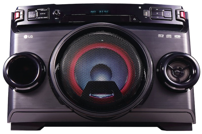 LG XBOOM OM4560, One body mini, 220W RMS, Auto DJ, Multi Bluetooth, Sound Sync, LED multi color, fácil de llevar., OM4560