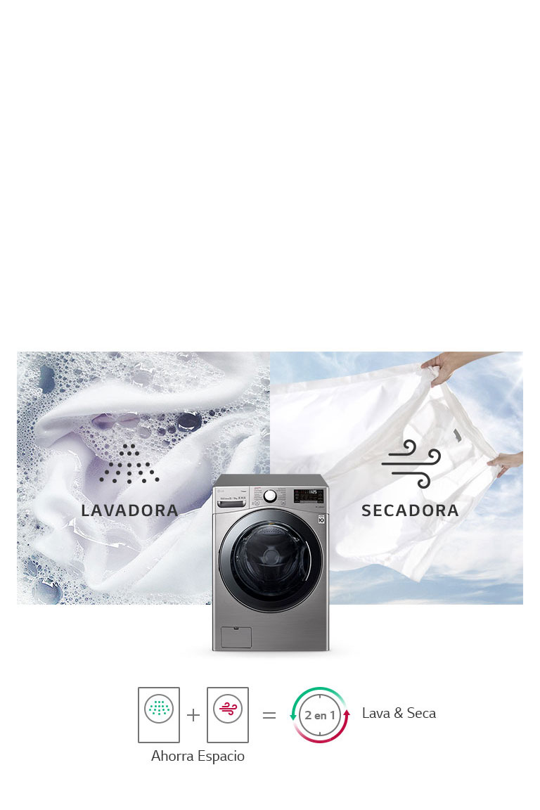 Lavado y secado mejorados gracias a la tecnología LG.