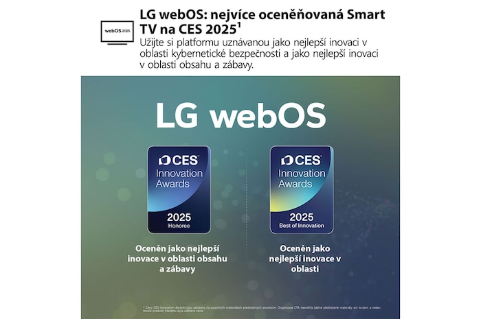Obývací pokoj s televizorem LG OLED TV připevněným na stěně. Na televizoru je vidět horský masiv na pozadí temné večerní oblohy plné hvězd. Scéna rozdělená na dvě části demonstruje, jak technologie Perfect Black zajišťuje věrné podání černé barvy, ať už je kolem vás světlo nebo tma. Na jedné straně scény je zobrazena matnější, šedivější verze krajiny s označením Non Perfect Black. Na druhé straně je obraz příjemnější a má větší dynamický rozsah černé a bílé. Nese označení Perfect Black. Viditelná je také certifikace loga, technologie Perfect Black zajišťuje úroveň černé barvy nižší nebo rovnou 0,24 nit až do 500 luxů. Po straně je textová bublina s nápisem Podívejte se na značku certifikace Perfect Black.