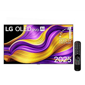 Čelní pohled na 83" LG OLED evo AI G5 4K Smart TV 2025 verze pro montáž na stěnu OLED83G55LW