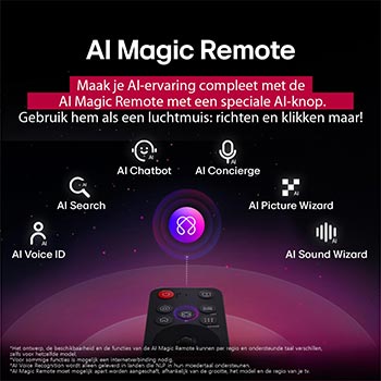 Detail obrazovky televizoru LG TV zobrazující, jak funguje funkce AI Search. Otevře se malé okno chatu, ve kterém se zobrazí, jak se uživatel ptal na nabídku sportovních her. AI vyhledávání reagovalo prostřednictvím chatu a zobrazováním miniatur dostupného obsahu. Zobrazí se také výzva, abyste se obrátili na Microsoft Copilot. Detail obrazovky televizoru LG TV zobrazující, jak funguje funkce AI Se