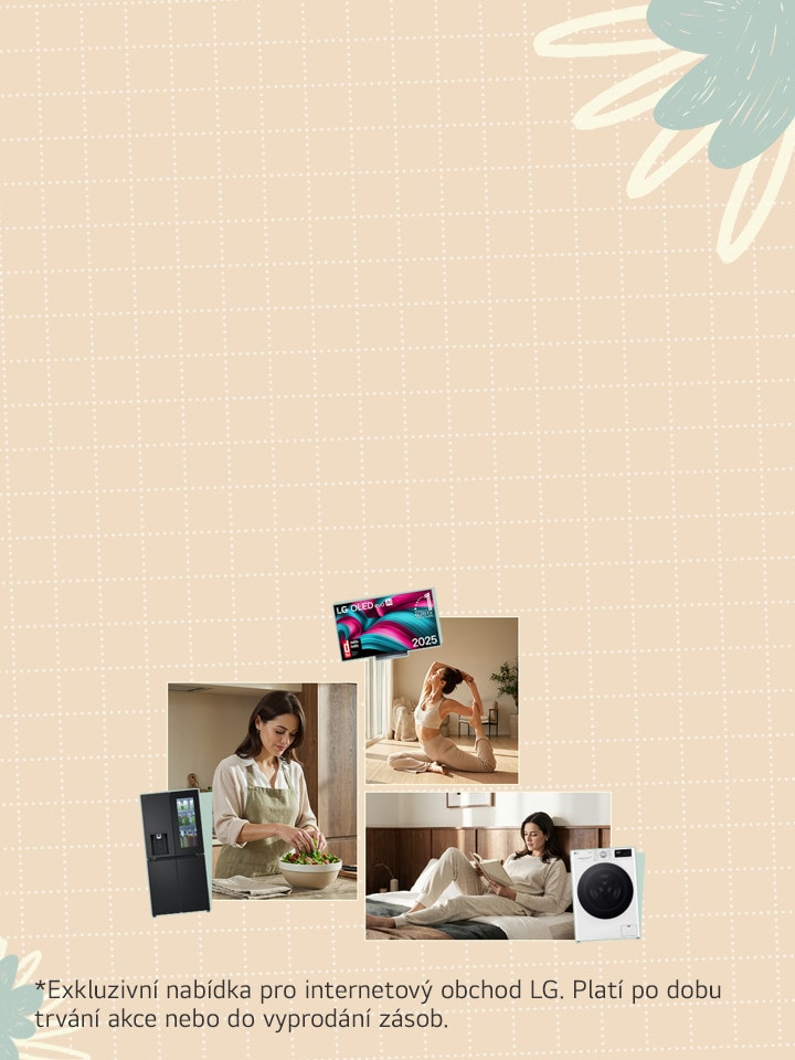 Obrázky zobrazující domácí spotřebiče LG