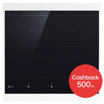 Čelní pohled na Vestavná indukční deska 60cm, Černá, 2x Flexi zóny, ThinQ™ CBIZ2437B