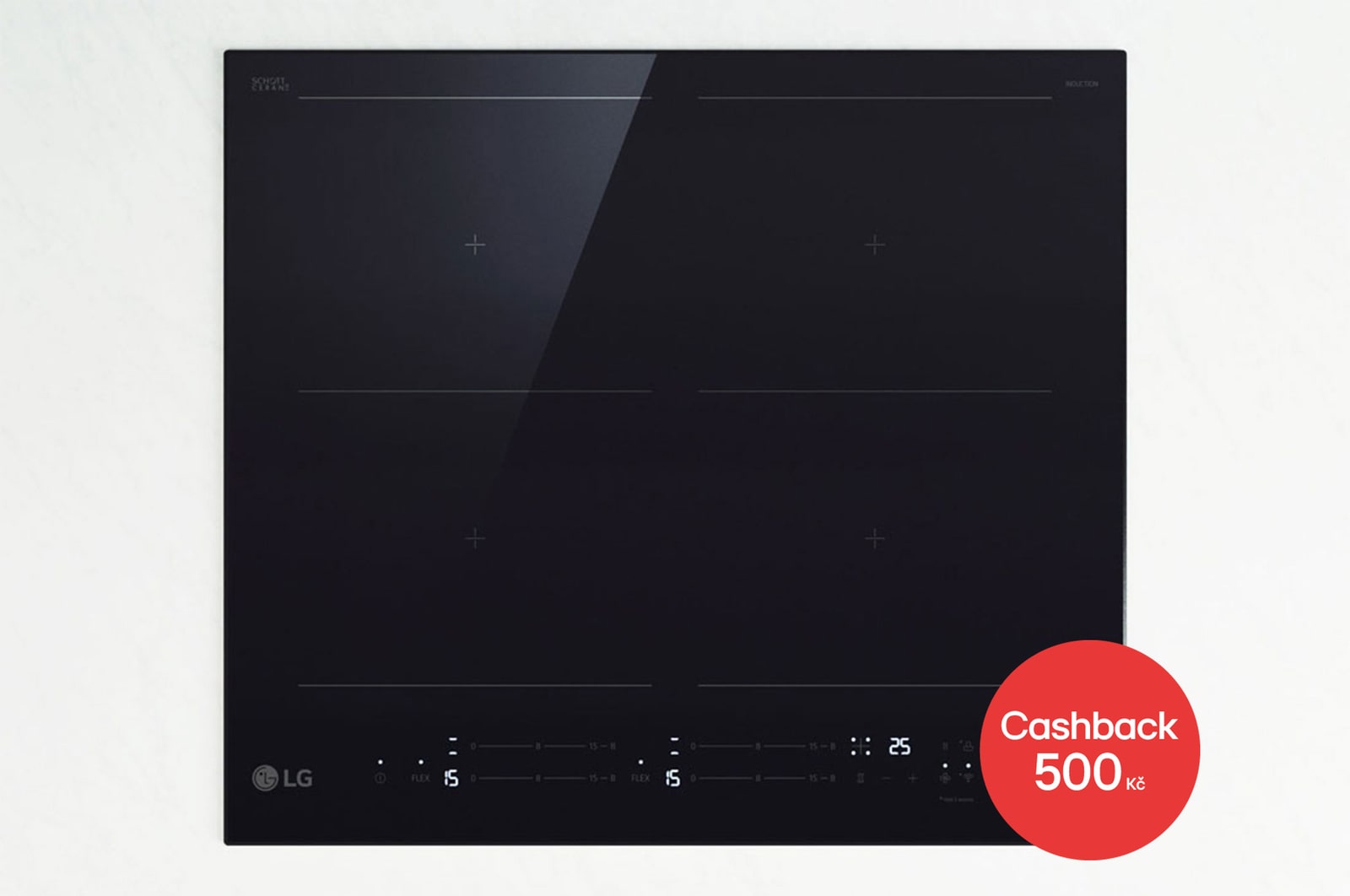 Čelní pohled na Vestavná indukční deska 60cm, Černá, 2x Flexi zóny, ThinQ™ CBIZ2437B