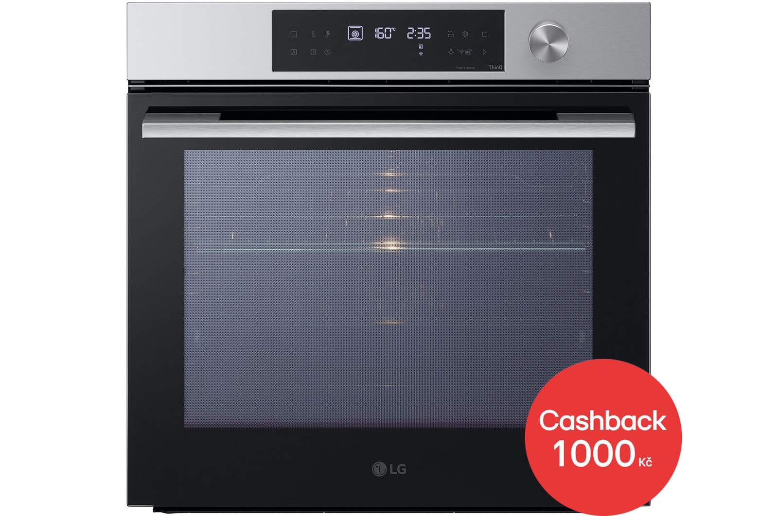 Čelní pohled na Vestavná trouba LG 76 l InstaView™, EasyClean™, Stříbrná WSED7612S