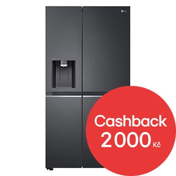 Čelní pohled na Americká chladnička LG | C | 628 l | DoorCooling+™ | UVnano™|Černá/šedá GSLE91EVAC