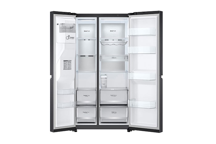 LG Americká chladnička LG | C | 628 l | DoorCooling+™ | UVnano™|Černá/šedá, GSLE91EVAC
