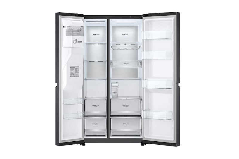 LG Americká chladnička LG | C | 628 l | DoorCooling+™ | UVnano™|Černá/šedá, GSLE91EVAC