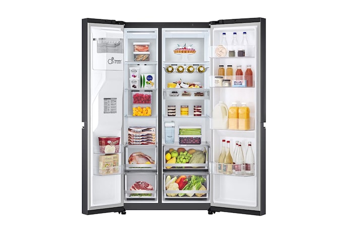 LG Americká chladnička LG | C | 628 l | DoorCooling+™ | UVnano™|Černá/šedá, GSLE91EVAC