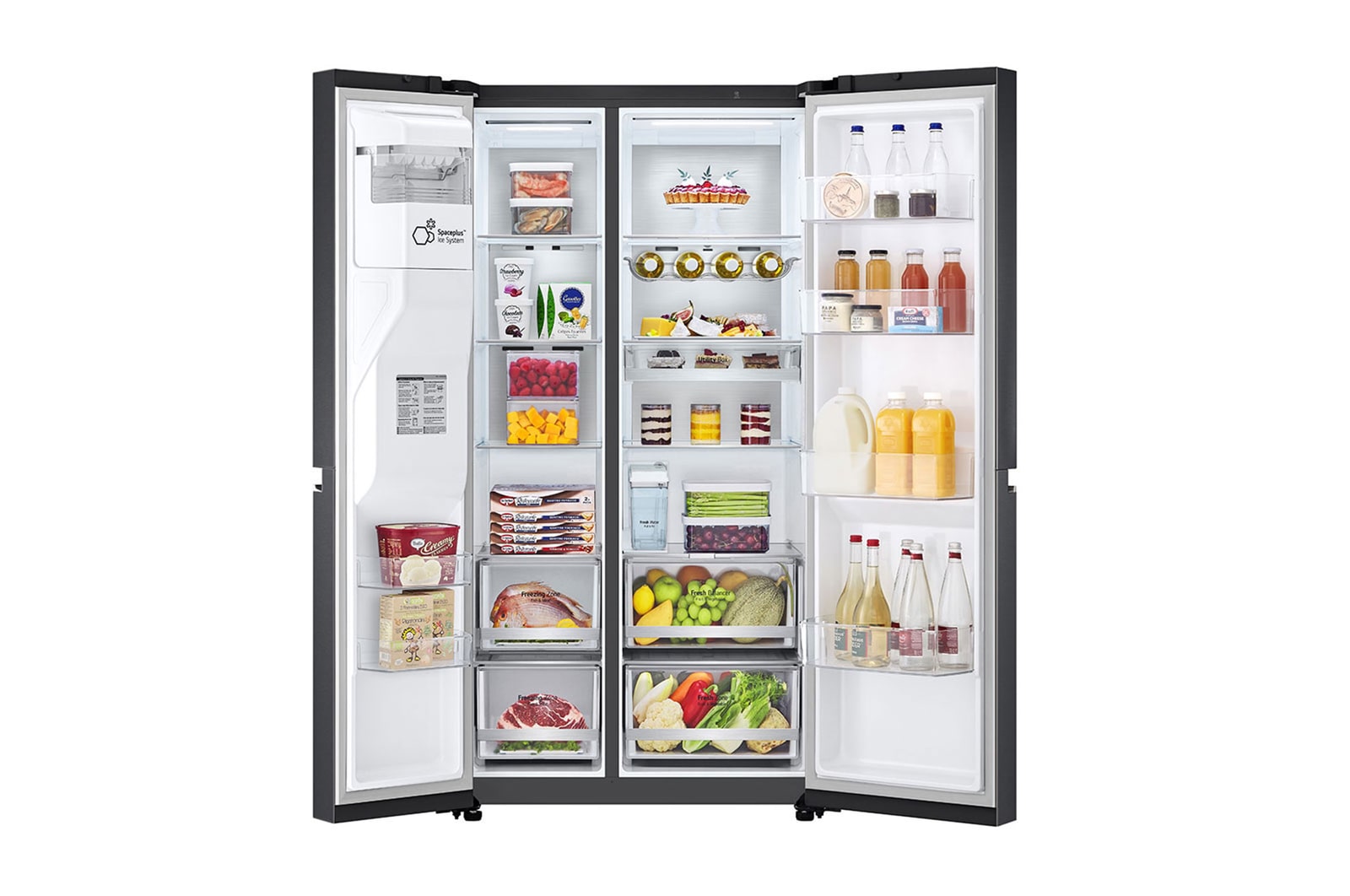 LG Americká chladnička LG | C | 628 l | DoorCooling+™ | UVnano™|Černá/šedá, GSLE91EVAC