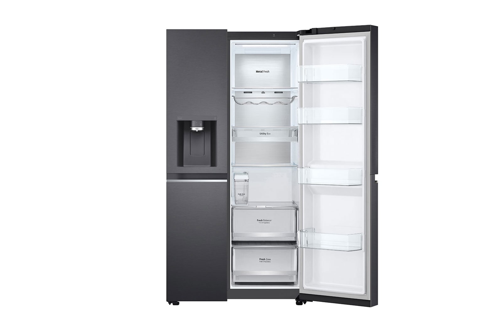 LG Americká chladnička LG | C | 628 l | DoorCooling+™ | UVnano™|Černá/šedá, GSLE91EVAC