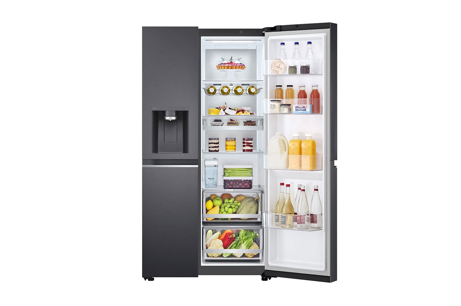 LG Americká chladnička LG | C | 628 l | DoorCooling+™ | UVnano™|Černá/šedá, GSLE91EVAC