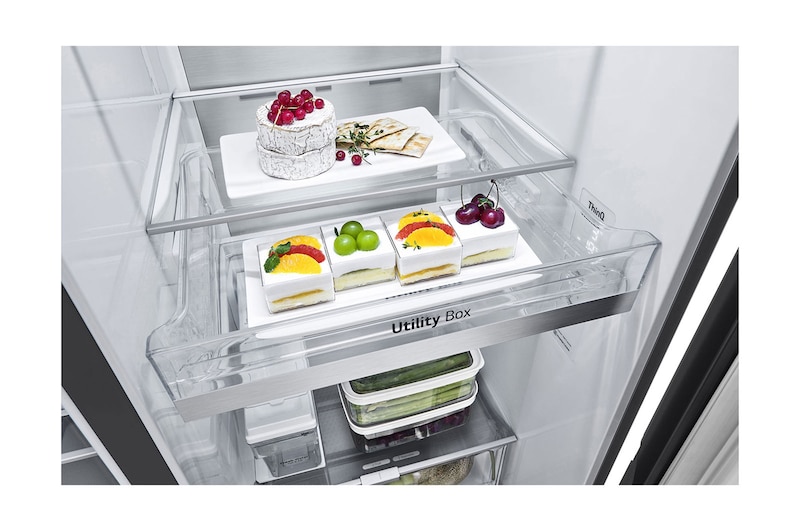 LG Americká chladnička LG | C | 628 l | DoorCooling+™ | UVnano™|Černá/šedá, GSLE91EVAC