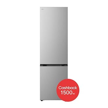 Čelní pohled na Kombinovaná chladnička LG | B | 375 l | Smart Invertorový kompresor | Stříbrná GBBS726BPY
