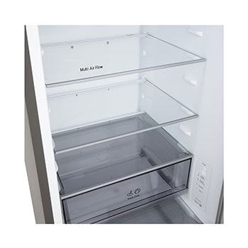 Přední pohled na chladničku s mrazničkou LG s ventilací DoorCooling+™